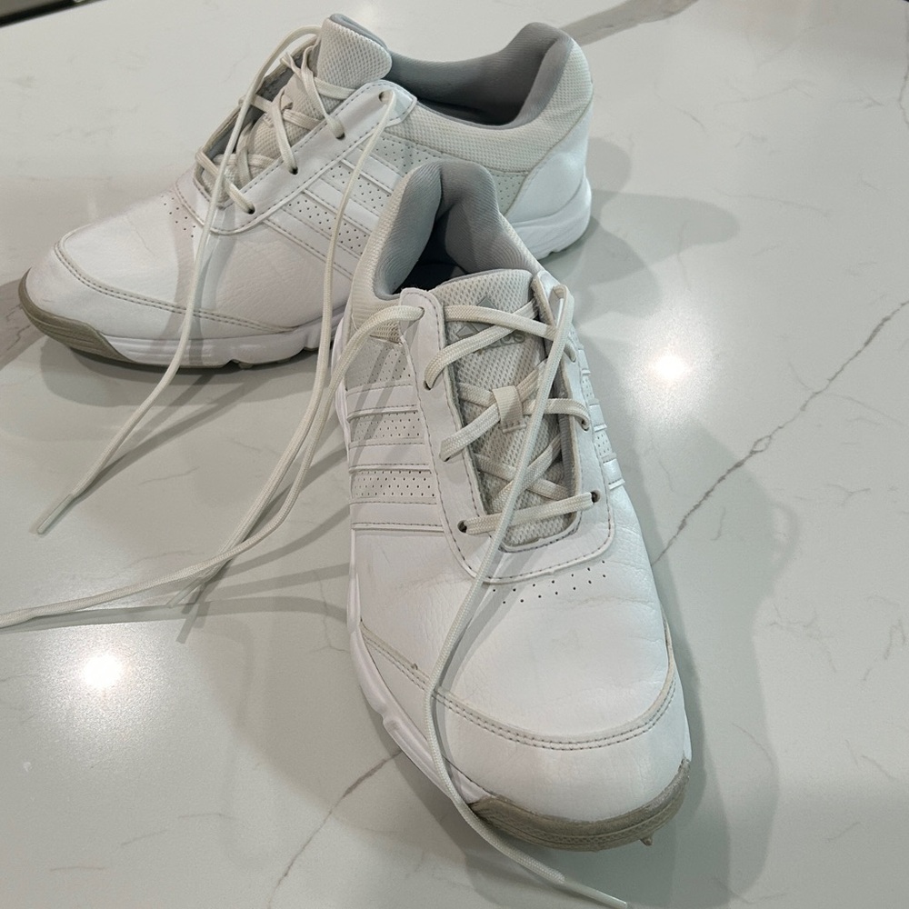 Adidas White Lace-Up Golf Shoes